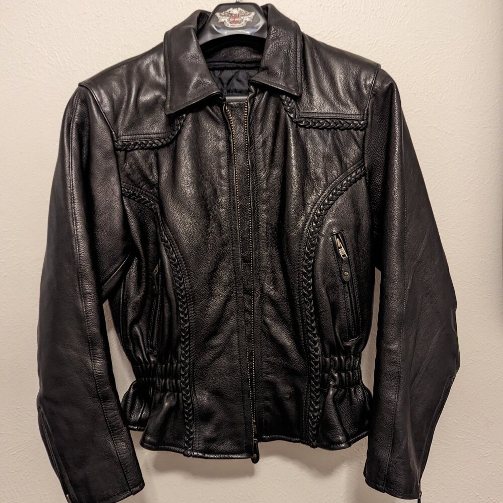 Vintage Black Harley-Davison Motor Cycle Jacket